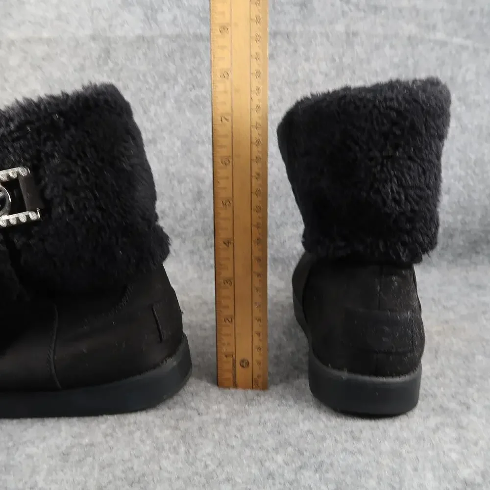 Guess Shoes Women 6 Boots Shearling Style Pull On Fashion Winter Warm Black Logo